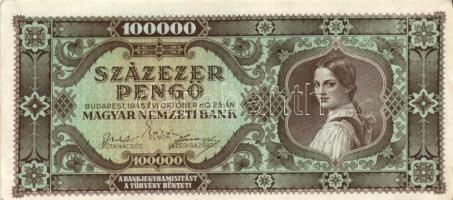 1945. 100.000P (3x) egymásutáni páros sorszámkövetés T:II