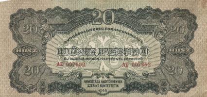 1944. 1P-1000P "V.H." teljes 8klf értékű bankjegy sorozata T:III