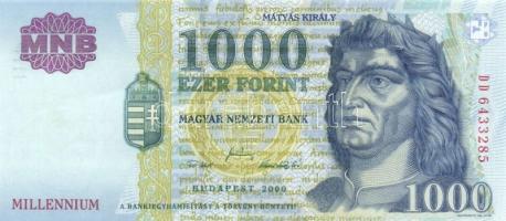 2000. 1000Ft (2x) "Millennium" közeli sorszámmal T:I