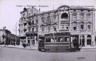 Sofia Dondoukoff boulevard with Grand Hotel and tram