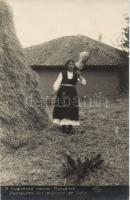 Bulgarian peasant folklore around Sofia, spinning woman