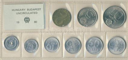 1980. 2f-10Ft 9db klf érmés forgalmi sor fóliatokban T:1