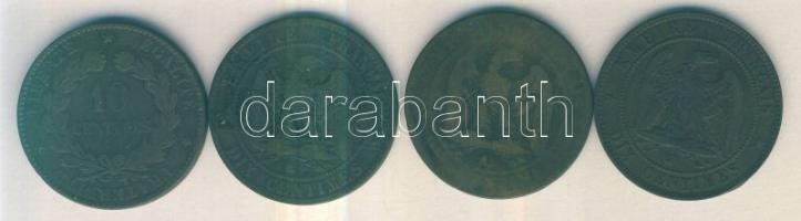 Franciaország 1855A,BB,W 5c (3x) "III.Napóleon" + 1883. 10c T:2-,3