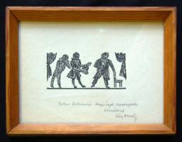 Fáy Dezső (1888-1954): tusrajz, ajánlással és szignóval, keretben 15x20cm