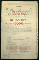 1920. "Magyar Országos Központi Takarékpénztár" Záloglevele 5000K-ról szelvényekkel