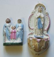 2 db vallási témájú porcelán dísz, mindkettő sérült és megviselt állapotban