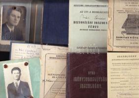 13 db klf igazolvány, irat, tagsági könyv, stb.