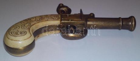 Régi csontmarkolatos pisztoly igényesen kidolgozott gyűjtői replikája