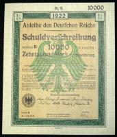 Német Birodalom/Weimari Köztársaság/Berlin 1922. Államadóssági Kötvény 10.000M-ról / German Empire/The Weimar Republic/Berlin 1922. Bond debt 10.000M