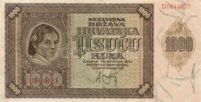 Horvátország 1941. 1000K T:II-
