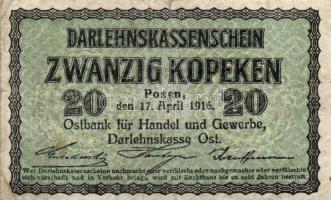 Oroszország/I. világháború/német megszállás/Darlehnskasse Ost, Posen 1916. 20k + 50k T:III