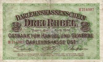 Oroszország/I. világháború/német megszállás/Darlehnskasse Ost, Posen 1916. 3R T:III