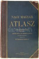 Brózik Károly: Nagy magyar atlasz. A Magyar Földrajzi Társaság. megbízásából Erődi Béla és Berecz Antal közreműködésével, Bp. 1906. Lampel.  158 színes térkép. Aranyozott, kopottas kiadói félbor-kötésben. Komplett! / Large Hungarian Atlas with 158 maps. Complete.