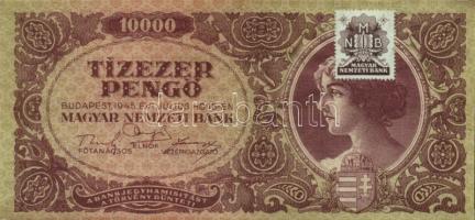 1945. 10.000P (2x) MNB bélyeggel, egyugrásos sorszámkövetők T:II