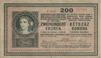 1918. 200K "A 1008" sima hátlap T:III-(kis szakadás)