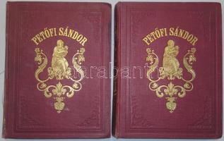 Petőfi Sándor ujabb költeményei. 1847-1849. I-II kötet. Pest, 1858. Emich Gusztáv, eredeti aranyozott vaknyomott egészvászon kötésben, festett lapszélekkel (első kötet gerince sérült, de egyébként szép állapotban)