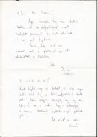 Kokas Ignác festőművész saját kézzel írt levele