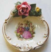 Rózsával díszített német porcelán tálka (javított) / Chinaware bowl (repaired) d: 9cm