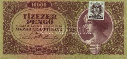 1945. 10.000P (3x) "MNB" bélyeggel, több darabnál eltolódott nyomat, és eltérő színárnyala...