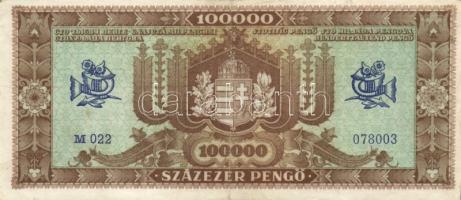 1945. 100.000P (2x) feltűnően eltérő színváltozatok 
T:II,III
