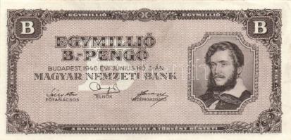 1946. 1.000.000BP (5x) eltolódott elő-és hátlapi nyomattal T:I,II