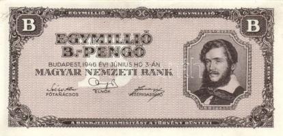 1946. 1.000.000BP (5x) eltolódott elő-és hátlapi nyomattal T:I,II