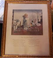 cca 1930 Angol gyermek-ima szép állapotú aranyozott fa-keretben / Children prayer. In nice wooden frame 40x50 cm