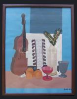 Gergely Nóra (1956): Csendélet, akril-papír, jelzett keretben 43x33 cm