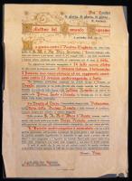 Az olasz katonai parancsnokság 1918 nov. 4.-i napi hirdetménye Emanuele Filiberto herceg I. világháborús hadi érdemeiről. A Női Fasiszták kiadásában  / Document contributing to the merits of prince Emanuele Filiberto in WW. I.