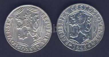 Csehszlovákia 1948. 100K Ag (2x) "Károly Egyetem évforduló" + "Függetlenség" T:2