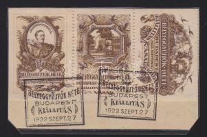 1922 Bélyeggyűjtők hete levélzáró hármascsík alkalmi bélyegzéssel