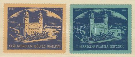 1927 Első debreceni bélyegkiállítás 2 klf levélzáró