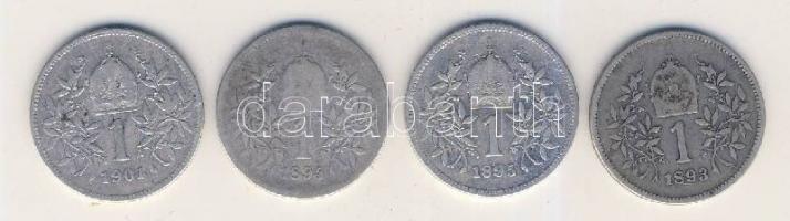 Ausztria 1893-1901. 1Kr Ag (4x) klf évszámokkal! T:3