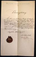 1890 A nagylaki izraelita hitközség által tanítónak kiadott dícsérő bizonyítvány a hitközsági elnök Manheim Ede aláírásával