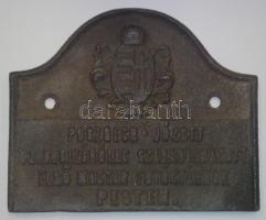 ~1820-30 "Poszbecz József Cs. K. Kizárólag Szabadalmazott Első Magyar Fuvógyárnok Pesten" feliratú vastábla 15x18cm