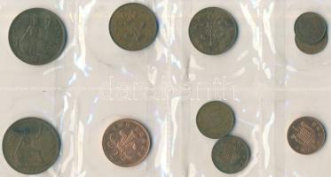 1915-1997. Kis nyugat-európai fémpénz gyűjtemény, Franciaország és Nagy-Britannia pénzei, összesen 4...