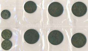 1915-1997. Kis nyugat-európai fémpénz gyűjtemény, Franciaország és Nagy-Britannia pénzei, összesen 4...