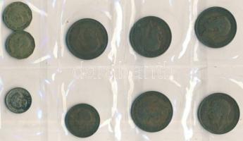 1915-1997. Kis nyugat-európai fémpénz gyűjtemény, Franciaország és Nagy-Britannia pénzei, összesen 4...