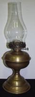Nagyméretű réz petróleum lámpa üveg burával 40cm magas