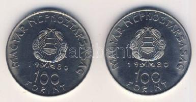 1980. 100Ft "Szovjet-magyar közös űrrepülés" (2x) T:BU