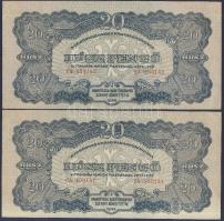 1944. 20P "Vörös Hadsereg" (2x) egymás utáni sorszámmal T:I
