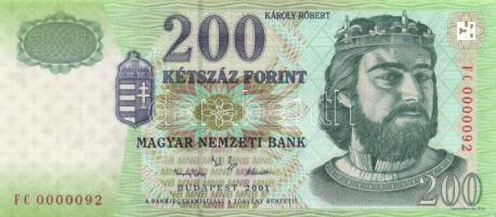 2001. 200Ft "FC 0000092" T:I