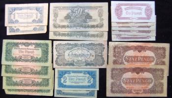 Több százból álló vegyes bankjegy gyűjtemény magyar és külföldi tételekkel egyaránt, közte a forintrendszer, pengőrendszer jobb és egy-két felülnyomással ellátott darabjaival, bontatlan díszcsomagolású millenniumi 2000Ft, ...érdemes átnézni! T:vegyes
