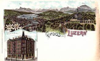 Luzern with Hotel du Nord litho