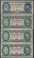 1949. 20Ft + 1957-1962. 10Ft (3x) klf évszámokkal! T:III,II