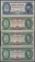 1949-1957. 10Ft (3x) klf évszámokkal! + 1969. 20Ft T:II