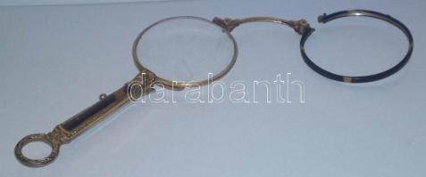 cca 1900 Bakelit-aranyozott fém lornyon (egyik üveg hiányzik) / Googles