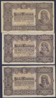 1923. 100K nyomdahely jelölés nélkül (2x) + 100K "Magyar Pénzjegynyomda Rt. Bp." T:I,I-