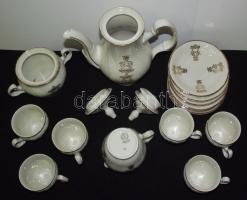 6 személyes aranyozott Bernadotte porcelán mokkás készlet / Chinaware coffee set