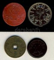 cca 1955 4db különféle bárca: 20f "Darabbér" + 20f "Baromfiipar" + 50f "Baromfiipar" + 1/2 "Tojásos Láda" T:2